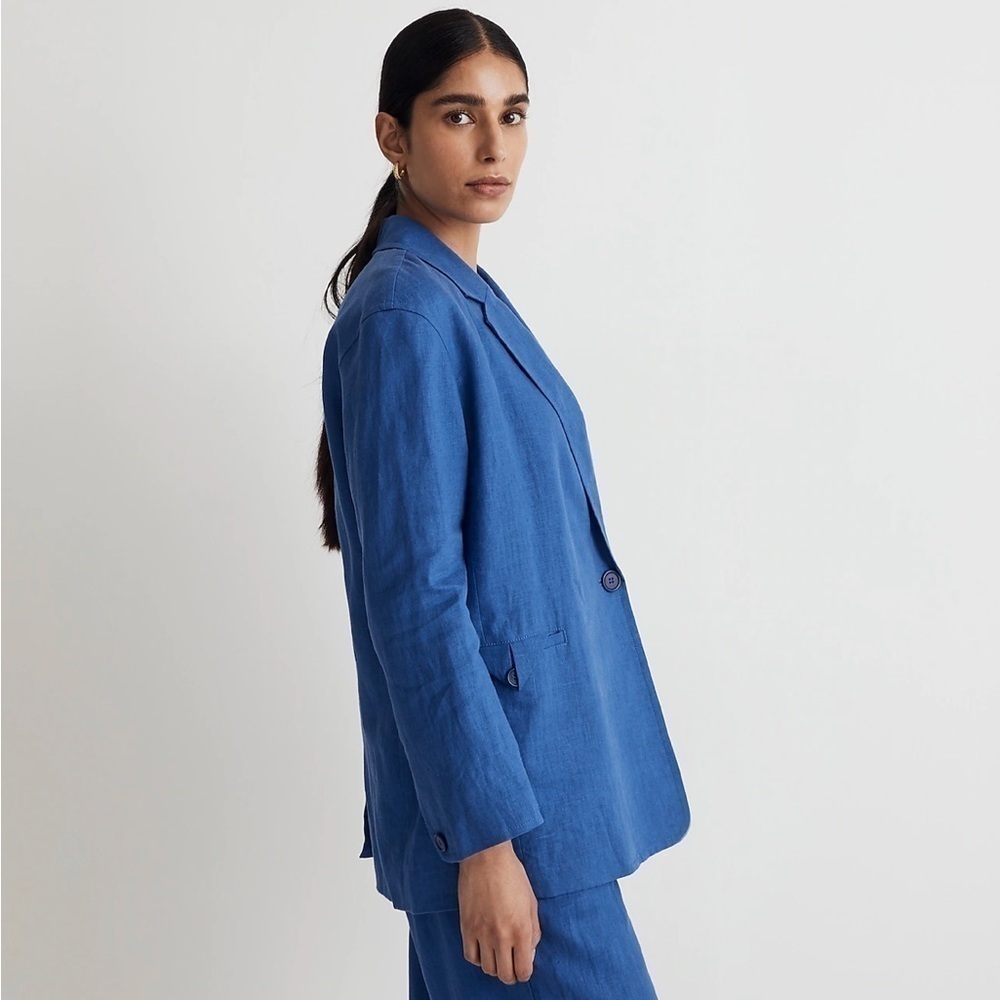 NWT! Madewell Bluestone Double-Breasted Crossover Blazer in 100% Linen - Size XS